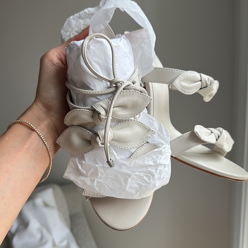 NIB SCHUTZ Alia High Nappa Leather Sandal - 8.5 / Pearl / Nappa Leather - Picture 6 of 8